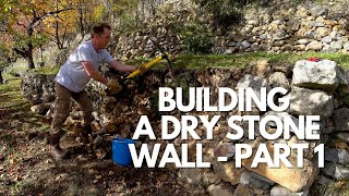 Building a Dry Stone Wall Part 1👷🧱🔨 | Monter un Muret en Pierres Sèches Pt.1 | #diy #wall #building