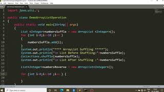 Java ArrayList Reversing, Shuffling and Extraction Portion of List