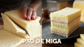 PÃO DE MIGA - Receita de pão de forma sem casca do clássico sanduíche argentino