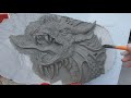 How to make a relief of a western dragon's head with cement