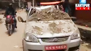 Nepal earthquake: car crushed by rubble