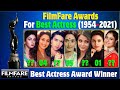 Best Actress Filmfare Award all Time List | 1954 - 2021 | All Filmfare Awards NOMINEES AND WINNERS