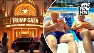 Trump shares AI video of vision for Gaza, featuring giant gold statue and him lounging w/ Netanyahu