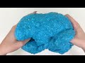 blue slime 💙 mixing makeup and glitter into clear slime. satisfying slime video.