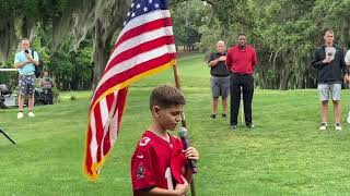 10 year old brings grown men to tears singing the national anthem !!!!