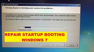 REPAIR  STARTUP BOOTING  ISSUE  WINDOWS 7   in HINDI