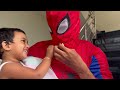 surprising😍 saanu on her birthday 🎁 spider man ah வந்தது யாரு 🤔saanu shocked 😮 saanvikashree