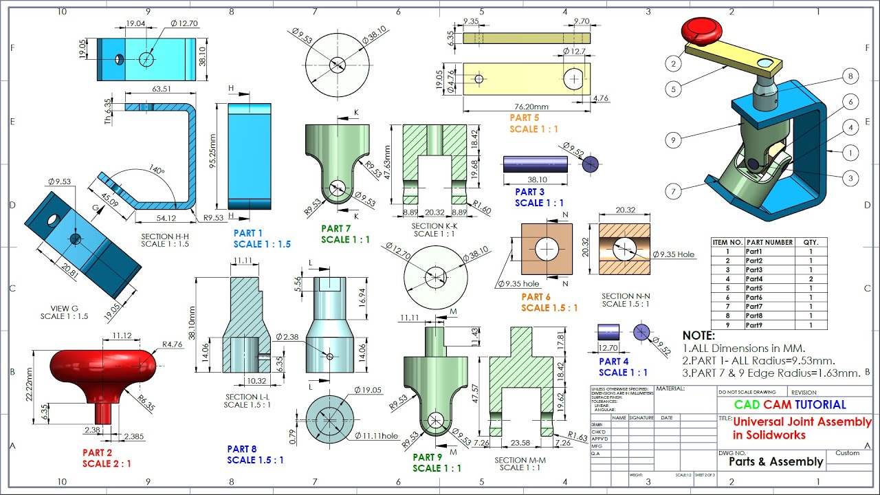 Universal Joint Parts & Assembly In Solidworks - YouTube