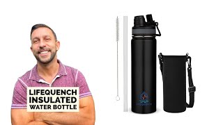 LIFEQUENCH Insulated Water Bottle with Straw and Handle