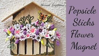 Popsicle Sticks Flower Magnet/ Ice cream Sticks Fridge Magnet