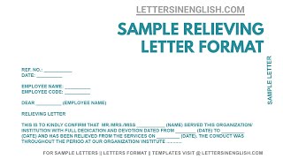 Relieving Letter Format  – How To Write Relieving Letter Format | Letters in English