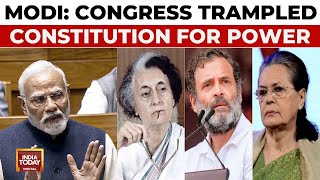 Samvidhan Debate: PM Modi Slams Congress For Constitutional Amendments, Targets Gandhi Family