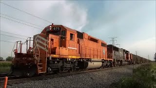 EJE 675 SD38 leads massive coal train north out of Lang Yard