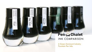 Monthly Ink Comparison: 6 Green Dominant Industry Fountain Pen Inks