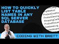 How to Quickly List Table Names in Any SQL Server Database