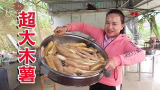 Big cassava was dug out from the field, 9 sisters picked it up and steamed a pot