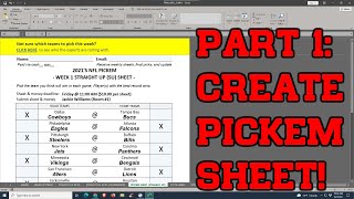 NFL Football Office Pick'em Pool / Sheet in Excel | Pt. 1: Create A Pickem Sheet