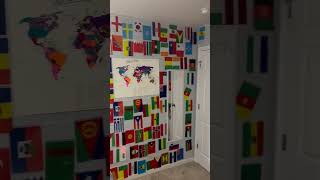 I fixed my room! I put most of them on 1 wall! #fypシ #flags #geography #information #countries