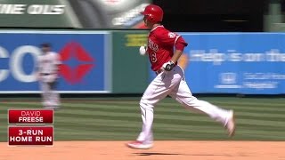 BOS@LAA: Freese crushes a three-run shot to center