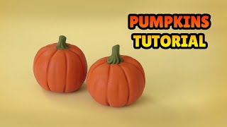 🔴DIY how to make PUMPKINS - Easy Polymer Clay Food, Fondant for cakes, plastilina tutorial DIY