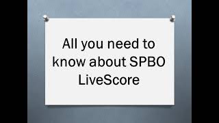 SPBO Livescore - What is SPBO Live Score?