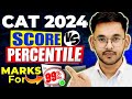 CAT 2024 Score vs Percentile 🔥| Expected Cut-off | 🔴MARKS REQUIRE TO SCORE 99 PERCENTILE #catcutoffs