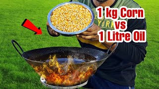 1kg Corn vs 1Liter Oil | ఒక్క కిలో నూనె తో పాప్కాన్  చేస్తే ఎలా ఉంటుందో చూశారా🍿🔥|Telugu experiments