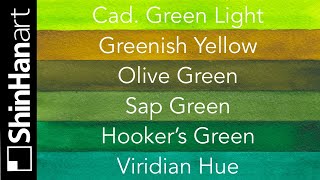 ShinHan PWC 3 - Greens - Watercolor Swatch Tests