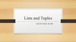 Tutorial 5 : List And Tuple In Python | Data Types In Python