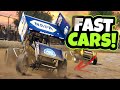 Racing & Crashing the FASTEST DIRT CARS! (World of Outlaws Game)