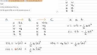 Constant Acceleration Exam Questions - A Level Maths - Edexcel Mechanics Year 1 - Q5 (level 2)