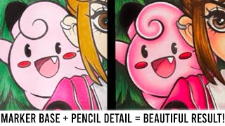 Elevate Your Marker Colouring with Coloured Pencil Detail! (Marker Base + Pencil Tutorial)