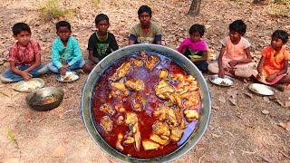 How tribe village children cook chicken curry and enjoy picnic | Village Cooking Review