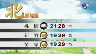 華視生活氣象 明天各地早晚天氣仍偏涼 北部地區局部短暫雨
