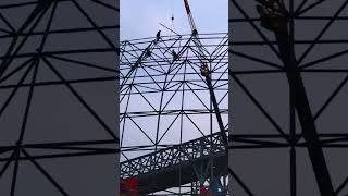 Steel Ball Shell Space Frame Assembly | Space Frame \u0026 Crane Coordination in Action #steelframe