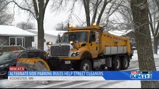 Alternate side parking rules during the winter months in Rochester