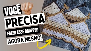 Cropped Jéssica muito Rápido, Fácil e mega #econômico 😱🤑 #cropped #crochê #howtocrochet #passoapasso