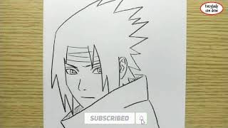 VERY EASY , How to draw sasuke from naruto , manga from japan / learn drawing academy