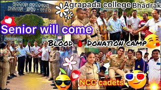 Senior will come 🌸 || And also Blood 🩸 Donation camp || NCC CADRES || Agrapada college Bhadrak 🤩