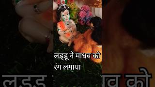 लड्डू और माधव को रंग लगाया🟢#radhe #krishnastatus #radhakrishna @RB_Vlog2