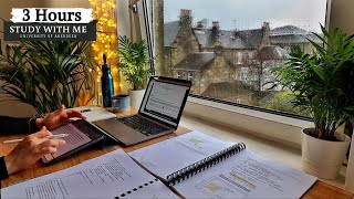 3 HOUR STUDY WITH ME on a RAINY DAY | Background noise, 10-min Break, No music, Study with Merve