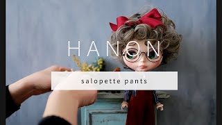 HANONのブライスサイズのサロペットパンツを縫う