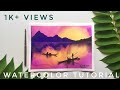 Chinese watercolor landscape painting tutorial | watercolor | RO KING  #shorts #art #watercolor