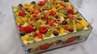 10 Minutes Cold Dessert,Fruit Custard Trifle By Recipes Of The World