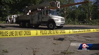 Utility crews work to restore service after tornado damage along 95th Street