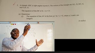 Equation of a straight line | Maths KCSE 2022 PP1 Qn. 19 - 10mks