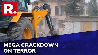 Hizbul Terrorist's House In J\u0026K's Pahalgam Razed By Bulldozer In Mega Crackdown