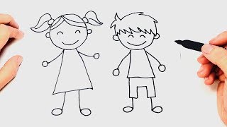 Cómo dibujar un Niños paso a paso | Dibujo fácil de Niños