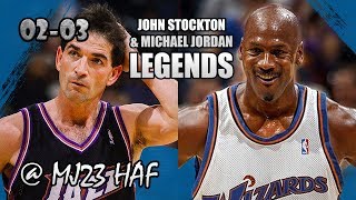 Michael Jordan vs John Stockton Highlights Wizards vs Jazz (2002.11.14)-36pts, 12ast Total, LEGENDS!
