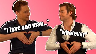tom hiddleston and chris hemsworth being brothers for 10 minutes straight